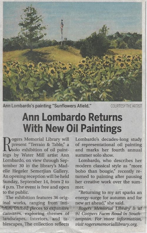 Article in the Southampton Press, September 4, 2025